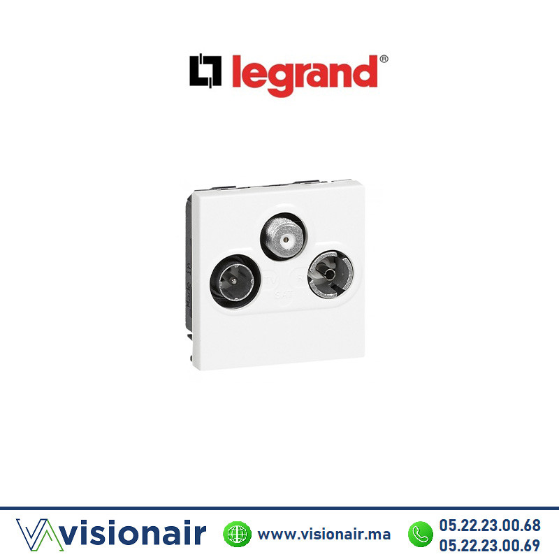 Prise TV-R-SAT FM et DAB LEGRAND Mosaic 2M Blanc 078786 Casablanca Maroc