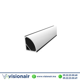 Profilé LED apparent angle aluminium 15.5x15.5mm noir couvercle blanc 3M Casablanca Maroc