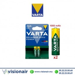 Pile Varta rechargeable 2 piles AAA2 HR03 1000mAH Casablanca Maroc