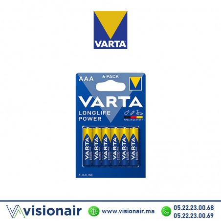 Pile VARTA LONGLIFE POWER AAA6 LR03 1,5V alcaline Casablanca Maroc