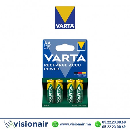 Pile Varta rechargeable 4 piles AA4 HR06 2600mAH Casablanca Maroc