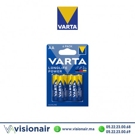 Pile VARTA LONGLIFE POWER AA6 LR06 1,5V alcaline Casablanca Maroc