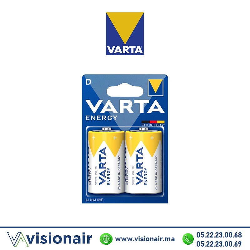 Pile VARTA ENERGY D2 LR20 1,5V alcaline - VISIONAIR Maroc