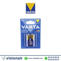 Pile VARTA LONGLIFE POWER 9V 6LR61 alcaline Casablanca Maroc