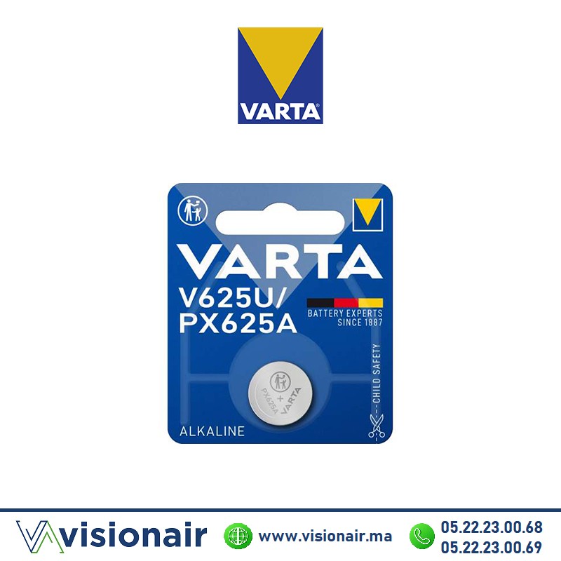 Pile VARTA V625U/PX625A 1,5V alcaline Casablanca Maroc
