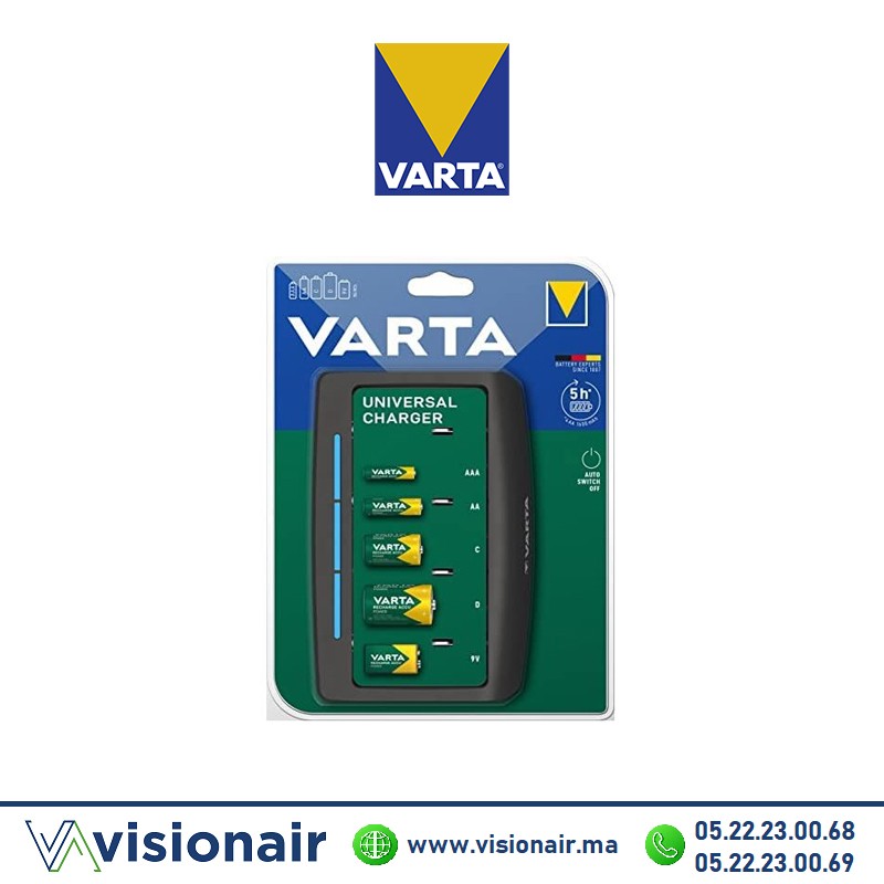 Chargeur de piles VARTA pour piles AAA-AA-C-D-9V (Vide) - VISIONAIR Maroc