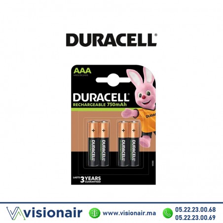 Piles Duracell rechargeable 4 piles AAA4 LR03 750mAH Casablanca Maroc