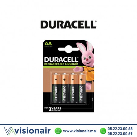 Piles rechargeables DURACELL AA4 LR06 1300mAH 1,2V - VISIONAIR Maroc