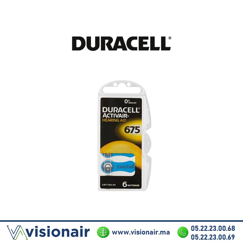 Pile auditive Duracell ACTIVAIR 675 Casablanca Maroc