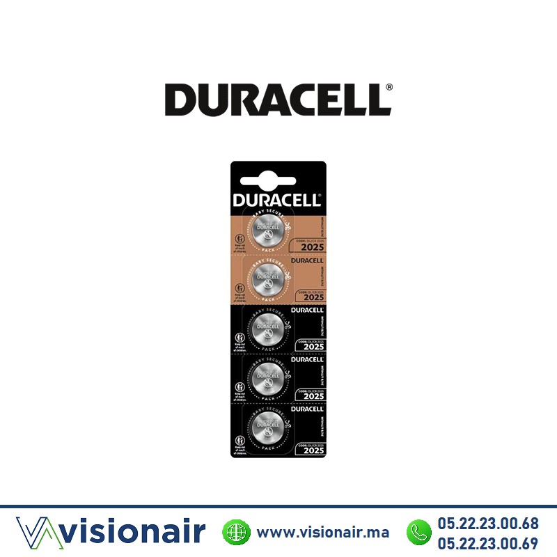 Pile bouton DURACELL CR2025 3V lithium Casablanca Maroc