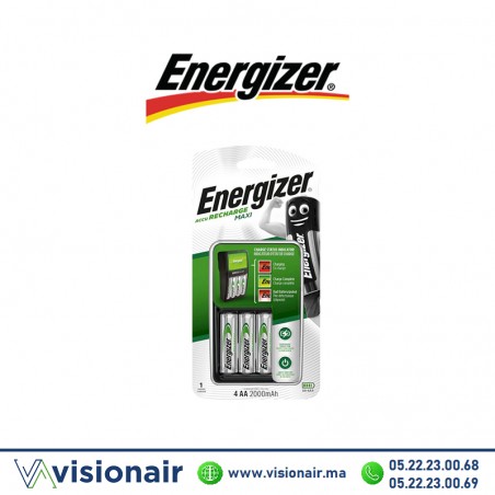Chargeur de piles Energizer + 4 Piles rechargeable AA HR06 2000mAH Casablanca Maroc