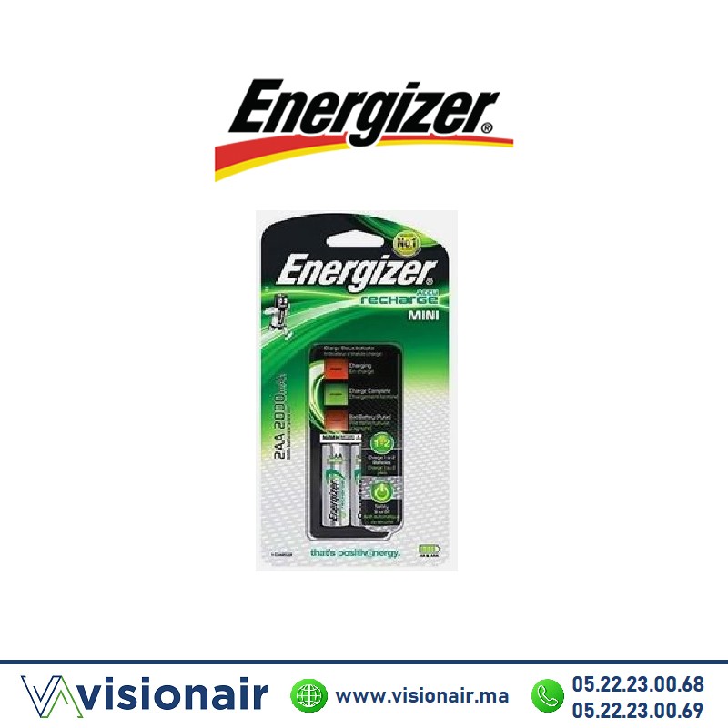 Chargeur de piles Energizer + 2 piles rechargeable AA HR06 2000mAH Casablanca Maroc