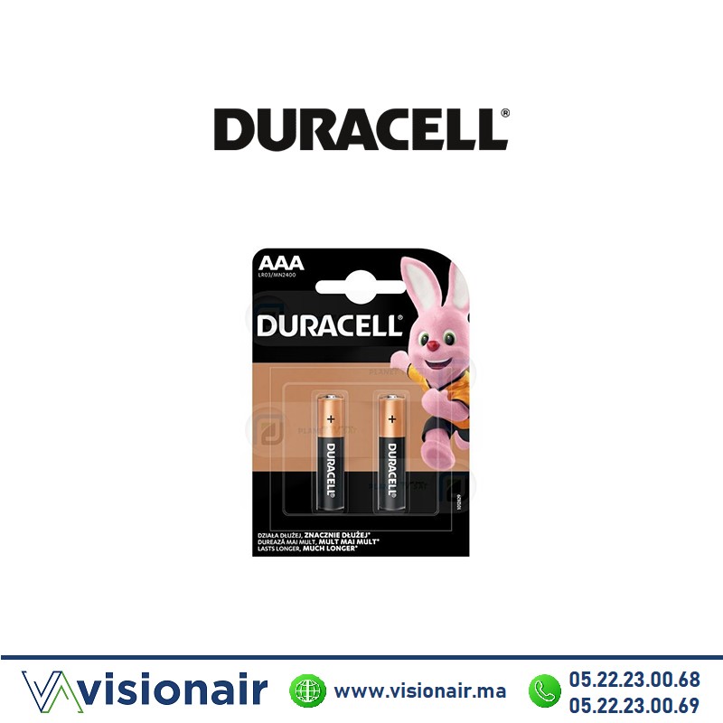 Pile Duracell Simply 2 Piles AAA2 LR03 1,5V Alcaline - VISIONAIR Maroc