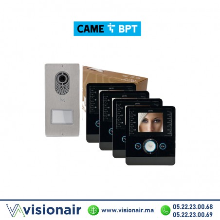 KIT vidéophone BPT Lithos + 4 moniteurs Perla Noir Casablanca Maroc