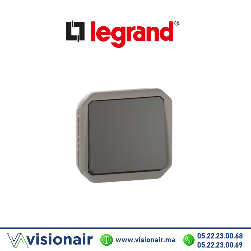 Va & vient étanche Legrand Plexo anthracite 069801L Casablanca Maroc