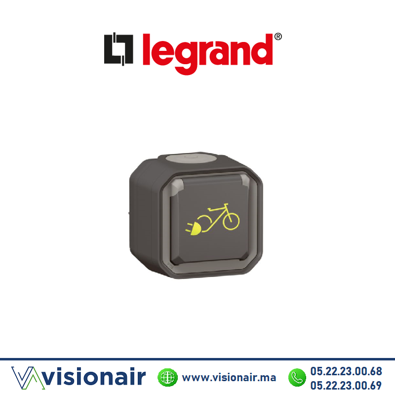 Prise de recharge pour vélos et 2 roues électriques Legrand Plexo anthracite 069787L Casablanca Maroc