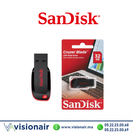 Clef USB 2.0 32GB SanDisk Cruzer Blade Casablanca Maroc