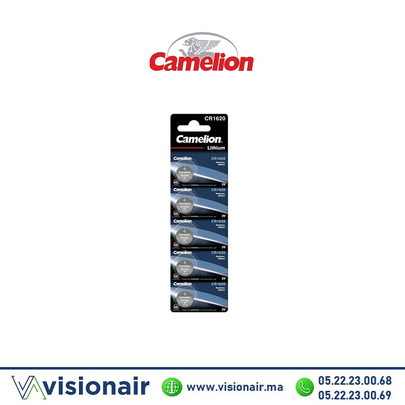 Pile bouton CAMELION CR1620 3V lithium (Bl 5) Casablanca Maroc