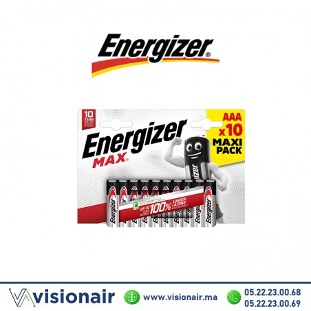 Pile Energizer MAX  10 Piles AAA10 LR03 1,5V alcaline Casablanca Maroc