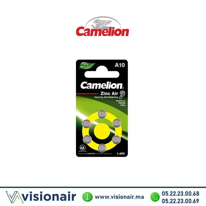 Pile auditive Camelion ZincAir A10 Casablanca Maroc