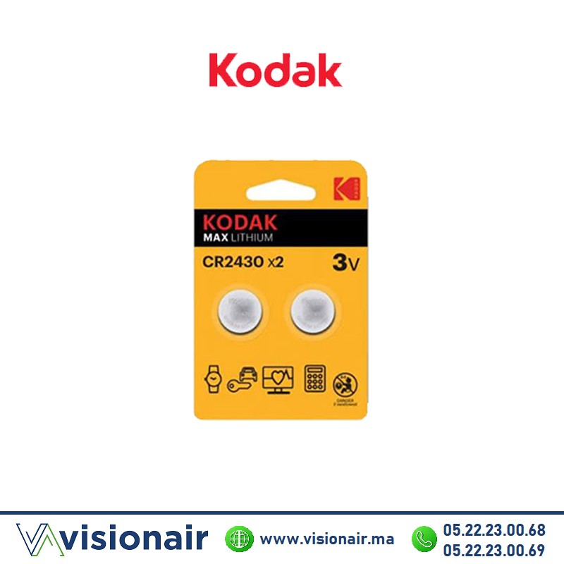 Pile KODAK CR2430 3V Lithium Casablanca Maroc