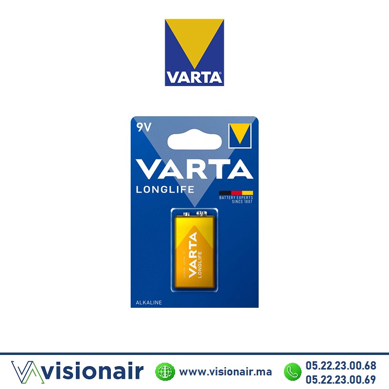 PILE VARTA LONGLIFE 9V 6LR61 ALCALINE Casablanca Maroc