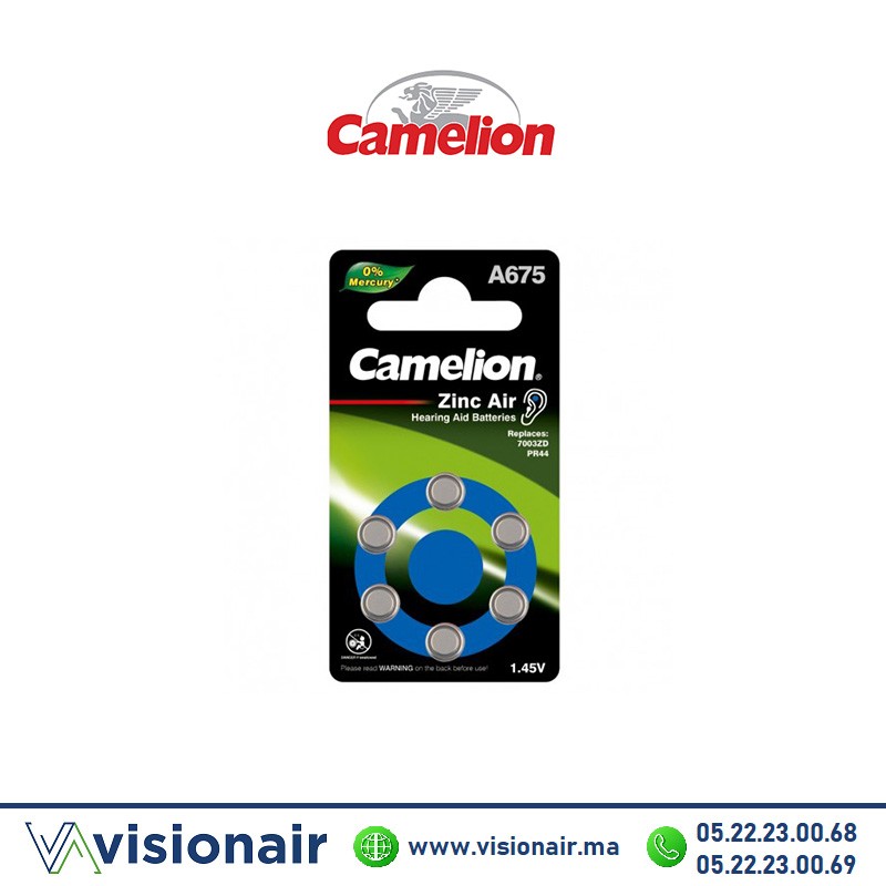 Pile auditive Camelion ZincAir A675 Casablanca Maroc