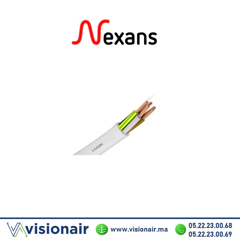 Câble souple NEXANS 5x2,5mm² U500 SV1V (H05VV-F) Casablanca Maroc