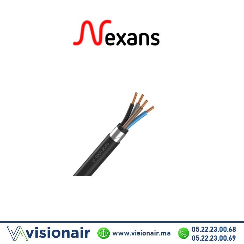 Câble armé RVFV cuivre NEXANS 4x4mm² U1000 Casablanca Maroc