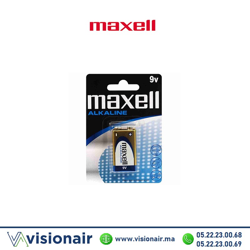 Pile MAXELL 9V 6LR61 alcaline Casablanca Maroc