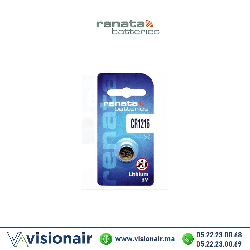 Pile CR1216 RENATA 3V lithium Casablanca Maroc