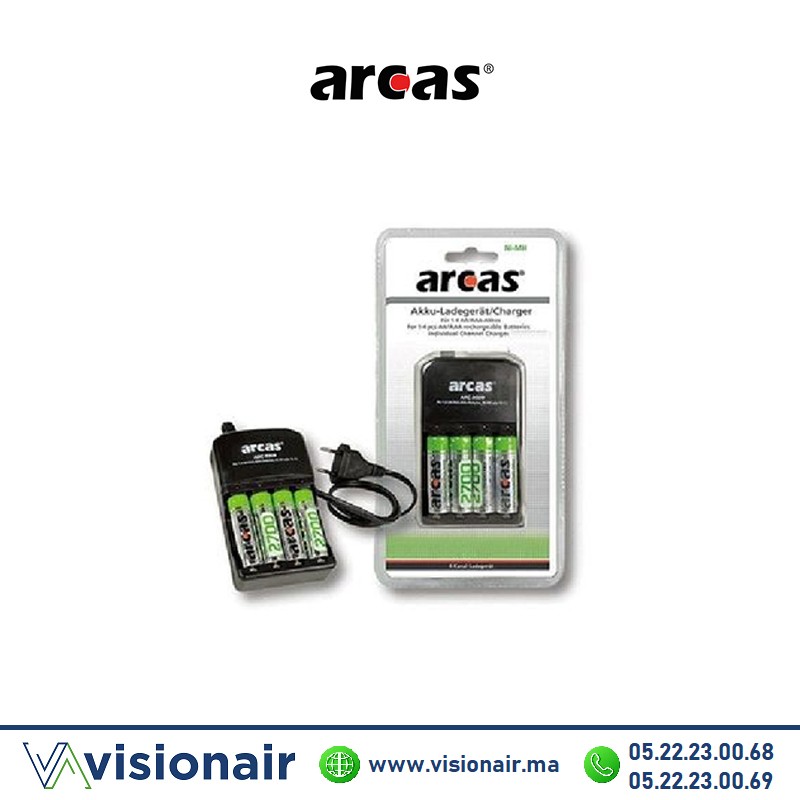 AXFEE Chargeur Piles AA AAA 4 Slots - Écran LCD Intelligent - Charge Rapide Avec Protection