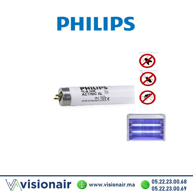 Tube UV T8 tue-insectes Philips Actinic BL 18W 60cm Casablanca Maroc
