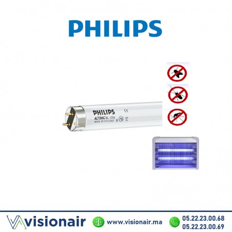 Tube UV T8 tue-insectes Philips Actinic BL 15W 45cm Casablanca Maroc