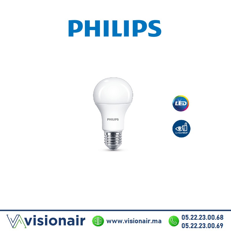 Ampoule LED Philips Essential 9W E27 3000°K Casablanca Maroc