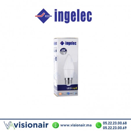 Ampoule LED FLAMME INGELEC E14 6W 6500°K LEDF06E14B Casablanca Maroc