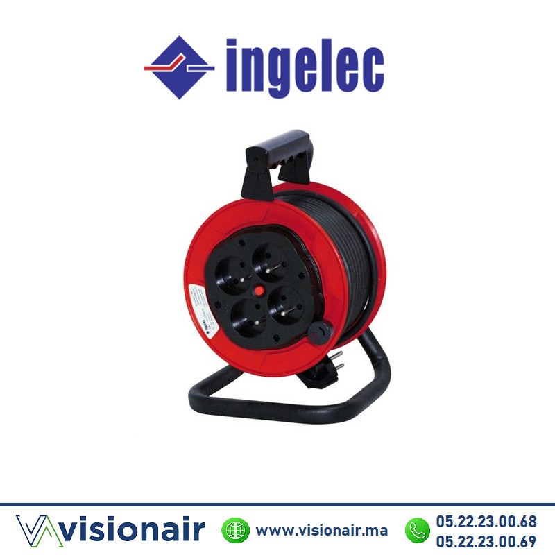 Enrouleur professionne lNGELEC 4 prises 2P+T 15m ROUGE Casablanca Maroc