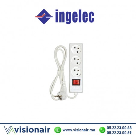 Rallonge multiprise INGELEC 3 prises 2P+T 1,5m blanc - VISIONAIR Maroc