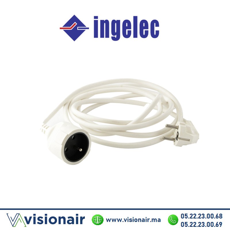 Rallonge domestique INGELEC 2P+T 5m blanc Casablanca Maroc