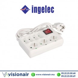 Multiprise 7 prises INGELEC 4x2P + 3x2P+T 1,5m avec interrupteur blanc  Casablanca  Maroc