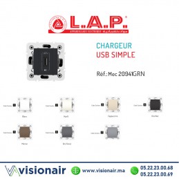 Chargeur USB simple LAP Milleium Noir LAP20941GRN4  Casablanca Maroc