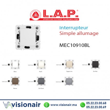 Interrupteur Simple allumage BLANC Casablanca Maroc