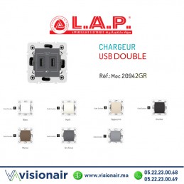 Chargeur USB double LAP Millenium Gris foncé 20942GR6 Casablanca Maroc