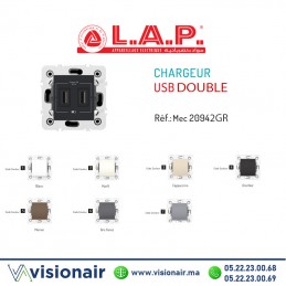Chargeur USB double LAP Millenium  Gris Noir 20942GRN4 - Visionair Maroc