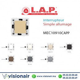 Interrupteur Simple allumage Cappuccino LAP Millenium 10910CAPP Casablanca Maroc