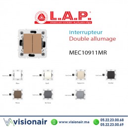 Interrupteur double allumage Marron LAP Millenium 10911MR5 Casablanca Maroc