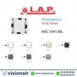 Interrupteur VA & Vient Blanc LAP Millenium 10912BL1 Casablanca Maroc