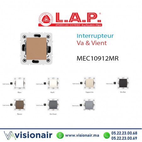 Interrupteur VA & Vient Marron LAP Millenium 10912MR5 Casablanca Maroc