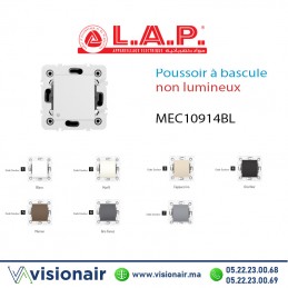 Poussoir à bascule non lumineux LAP Millenium blanc 10914BL1 Casablanca Maroc
