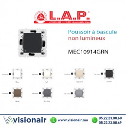 Poussoir à bascule non lumineux LAP Millenium Noir 10914MRN4 Casablanca Maroc